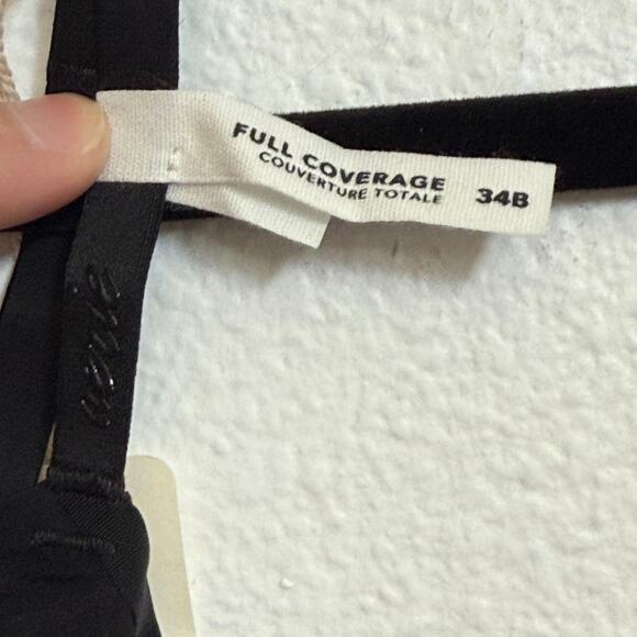 NWT AERIE SMOOTHEZ 34B Bra Mesh Unlined Full Coverage in Black Adjustable Straps - Picture 4 of 7